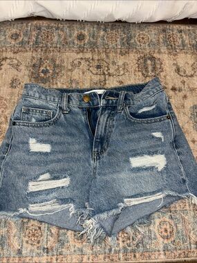 Altar'd State Light Blue Distressed Denim Shorts